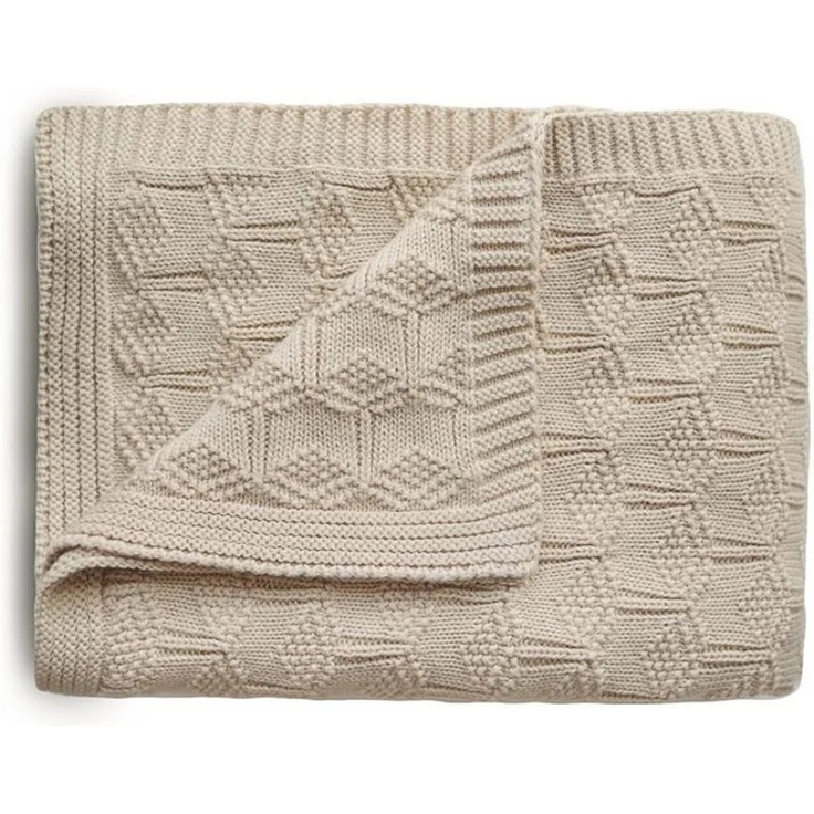 mushie Gestrickte Decke für Baby & Kinder | Decke auf 80x100 cm & 100% Bio-Baumwolle | Vielseitig & Perfekt für jedes Wetter (Honeycomb Beige) – Bild 4