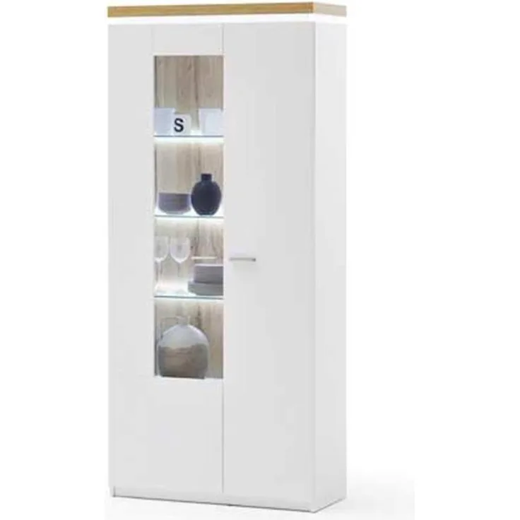 Große Vitrine Cali - Weiß Wotan Eiche