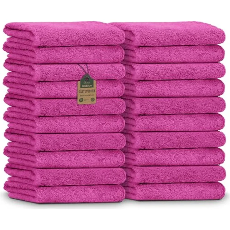 NatureMark Gästetücher – 20er Pack (30x50 cm), 100% Baumwolle, Oeko-TEX Zertifiziert, weich, saugfähig und pflegeleicht – Für Bad, Gäste & Spa – Pink – Bild 2