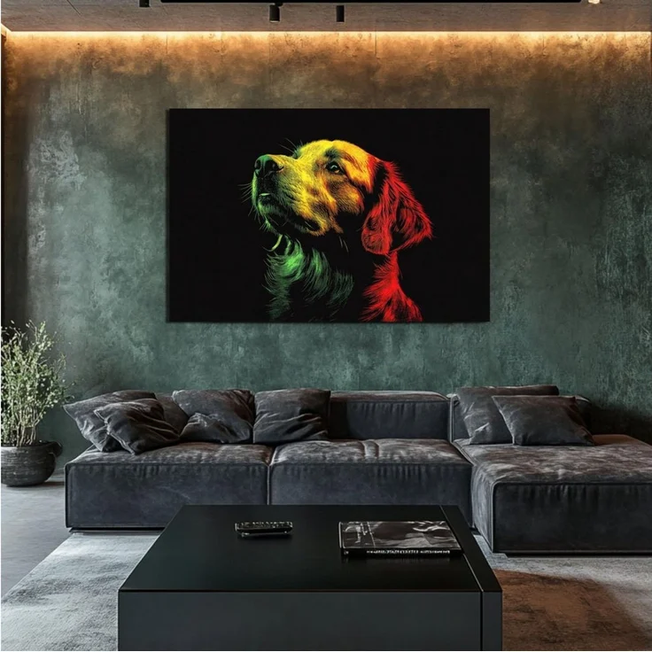 DARO Design Wandbild Hunde Pop Art Wandbilder Wand Deko Bilder Modern Leinwandbild, (Golden Retriever - Bild klein Wohnzimmer Schlafzimmer Büro Flur Esszimmer Einteilig Querformat Fotodruck Pop-Art Hunde), 20x30 cm – Bild 4