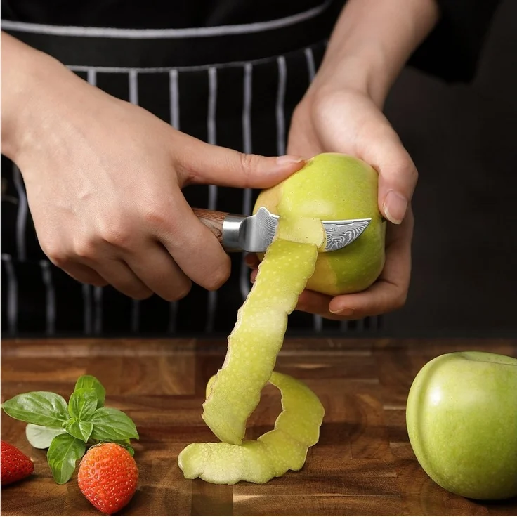 Wakoli Obstmesser EDIB Pro Damast Schälmesser & Tourniermesser I 6cm Klinge I Pakkaholz – Bild 2
