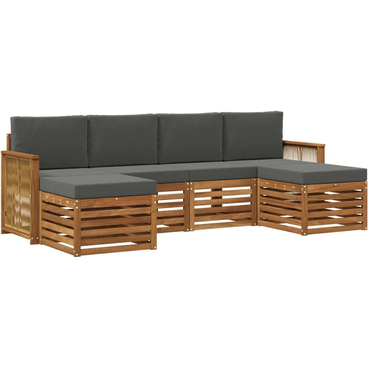 vidaXL Outdoor-Sofagarnitur 5 stk. 6-Sitzer Natur und Anthrazit 3384688 – Bild 2