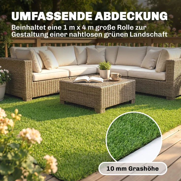 Outsunny Rollrasen, BSF Styrol-Butadien-Latex, Grün, 400L x 100B x 2,5H cm – Bild 4