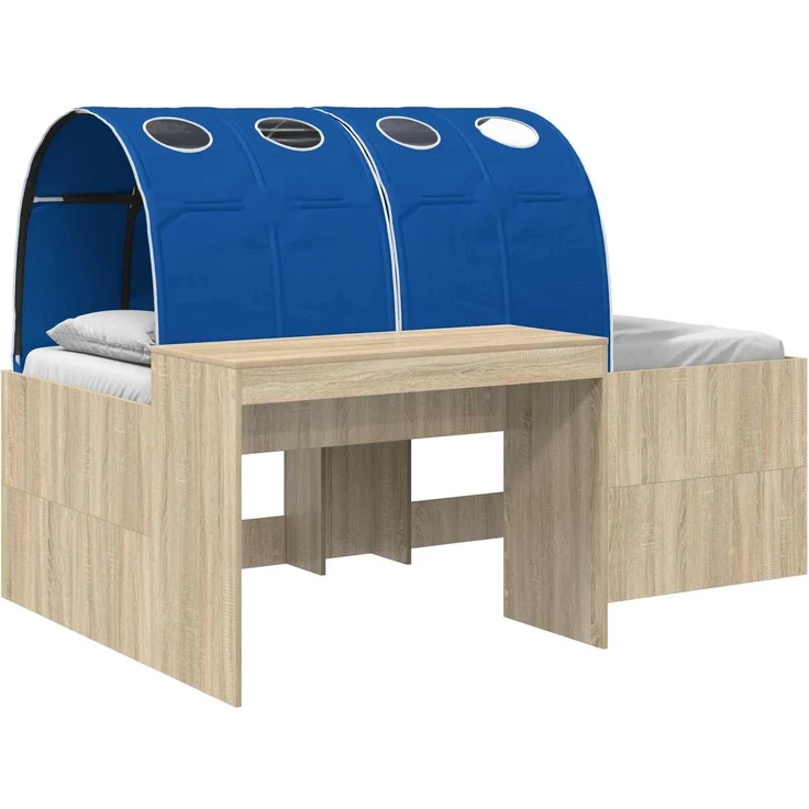 vidaXL Bett mit Tunnel 3 Stk. Artisian Eiche und Blau Holzwerkstoff 3423661 – Bild 2