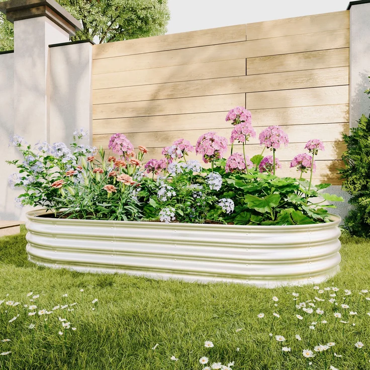 Wohnora-Hochbeet aus Metal Verzinkte Pflanzer erhöhte Gartenbett-Kit, Gartenbetten für im Freien für Gemüse, Blumen und Kräuter, Heavy Duty, rostbeständig, einfache Montage, 2pcs 8x4x1ft,H 305cm x T 2438cm x B 122cm,Silber – Bild 3