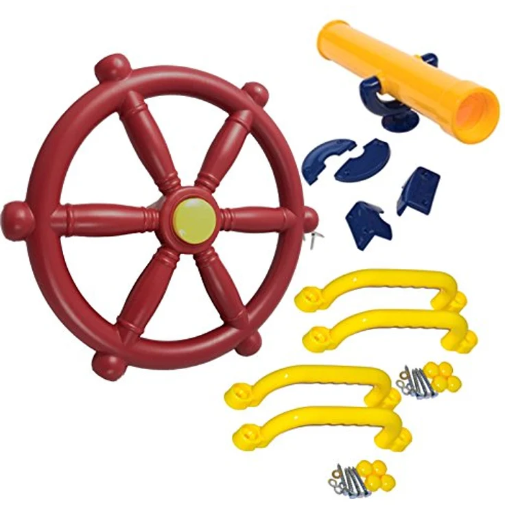 Loggyland Zubehörset für Spielturm Lenkrad + Fernrohr + 4 Handgriffe Sparset – Bild 2
