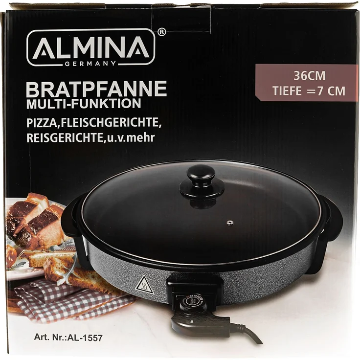 Almina Elektrische Multifunktionspfanne Bratpfanne Pizzapfanne Antihaftbeschichtet 32x9 cm – Bild 5