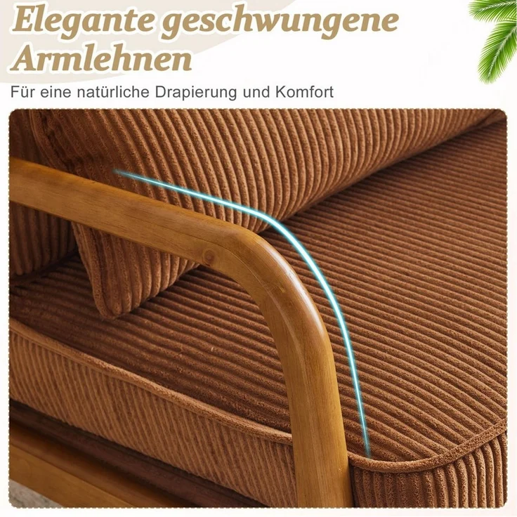 VINGLI Cocktailsessel, Moderner loungesessel, Sessel mit Massivholz, Lesesessel, bis 200 kg belastbar, Cord-Stoff – Bild 4