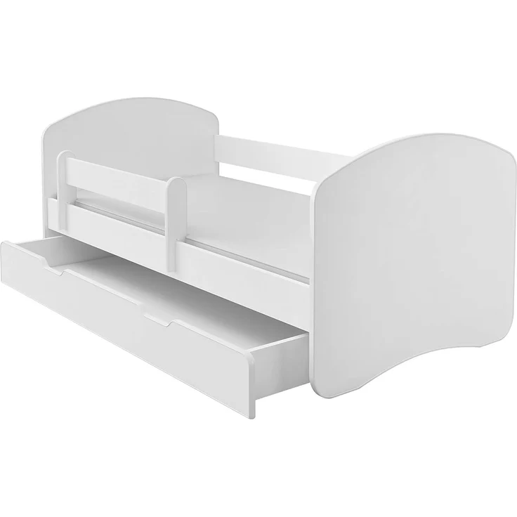 Kinderbett Jugendbett mit einer Schublade und Matratze Weiß ACMA II (180x80 cm + Schublade, Weiß)