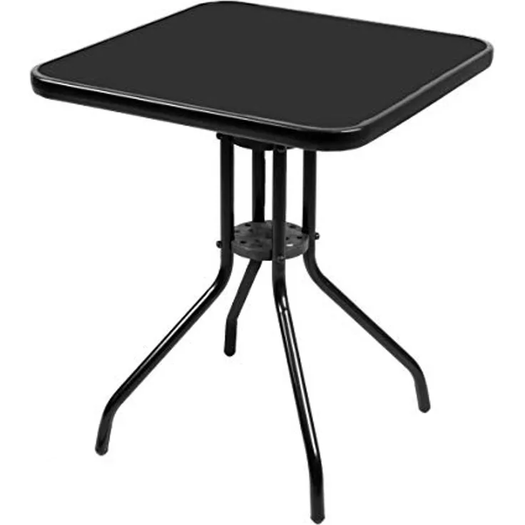Bistrotisch Balkontisch Gartentisch Terrassentisch Glastisch schwarz 60x60 cm
