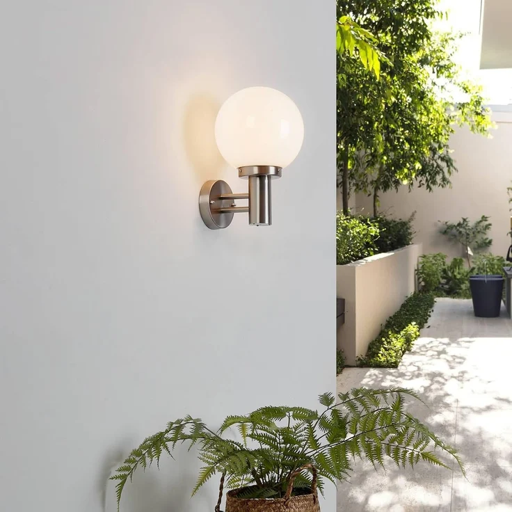 Lindby Außen-Wandleuchte Nada, Edelstahl Alu IP44, 1 x 60 W – Bild 5