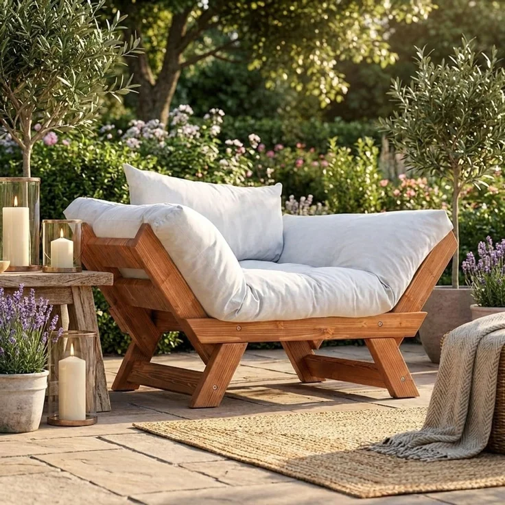 Skye Decor 'CPT8151-140' Garten-Sessel, Teak / Weiß, 108-140 x 75 cm – Bild 2