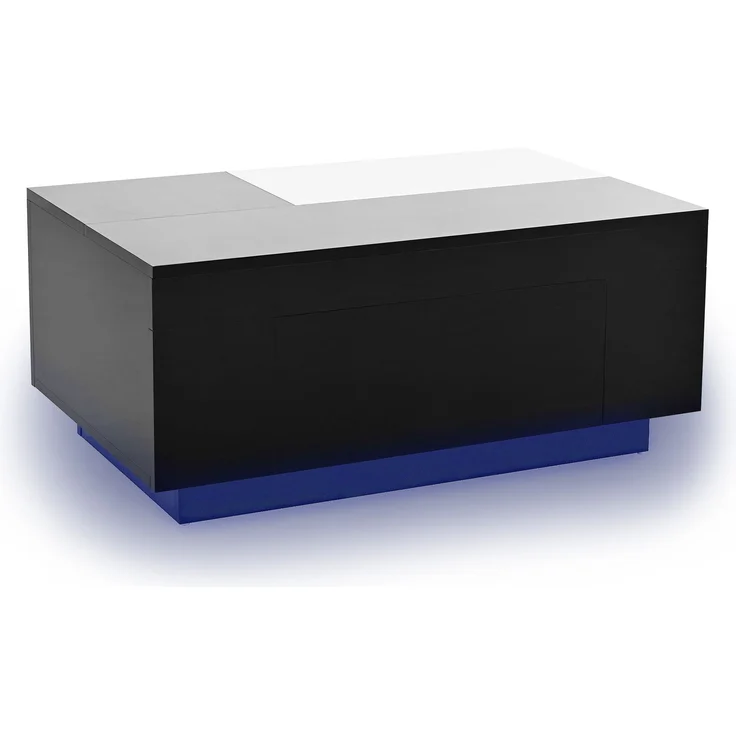 Merax Hochglanz-Couchtisch mit LED-Beleuchtung, ausziehbarer Tischplatte, verstecktem Stauraum und 16-farbig einstellbarem Lichtband, schwarz – Bild 9
