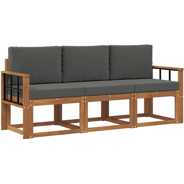 vidaXL Outdoor-Sofagarnitur 3 stk. 3-Sitzer Natur und Anthrazit 3365950 – Bild 2