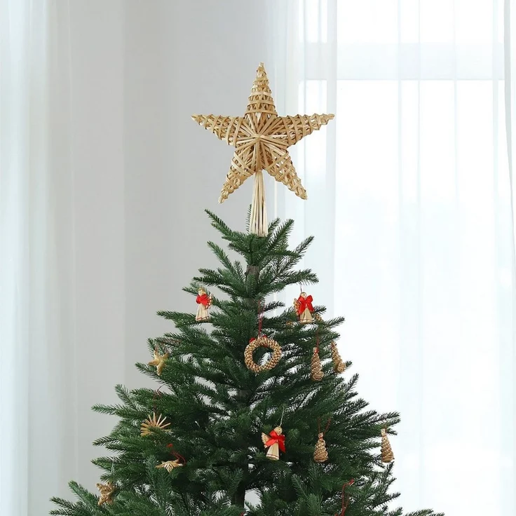 Salcar Christbaumspitze Baumspitze Weihnachten Stern Christbaumspitze Strohsterne Baumschmuck (2-tlg) – Bild 3