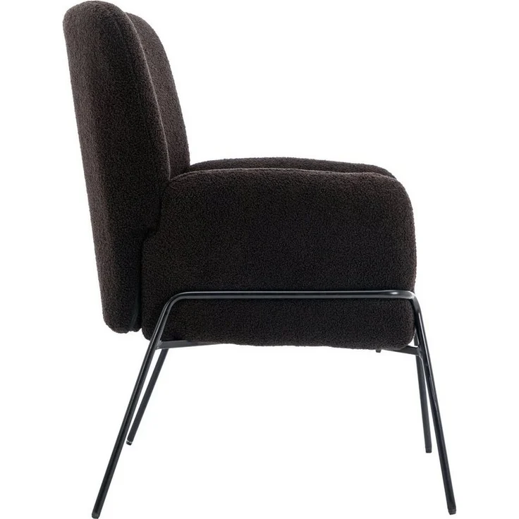 SVITA Loungesessel FREIA, Loungestuhl,Metallbeine,Teddyboucle,Schwarz – Bild 2