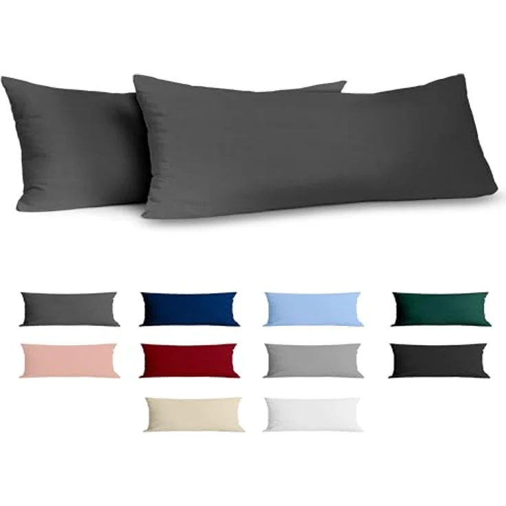 Kissenbezug 80x80 Baumwolle Renforcé (2er-Set) - Anthrazit - Dicht gewebt mit 57 Fäden/cm² - Kissenbezug 80x80 cm - Oeko Tex Zertifiziert - Dreamzie – Bild 2