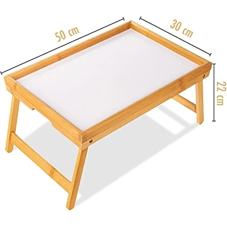 Dimono Tabletttisch Frühstückstablett Bambus Bett-Tablett, Serviertablett Betttisch – Bild 6