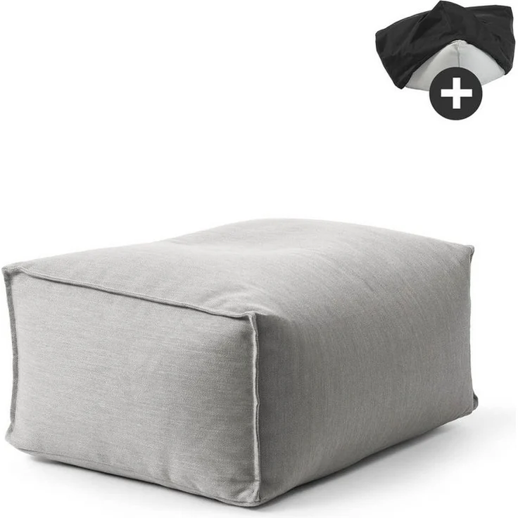 mokebo Pouf Der Ruhepouf (mit Schutzhülle), Sitzhocker Outdoor, Fußhocker, Hocker & Sitzkissen eckig Lichtgrau – Bild 5