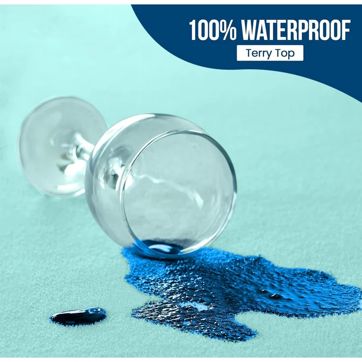 Utopia Bedding Wasserdichter Matratzenschoner für Doppelbett, Premium-Frottee-Matratzenbezug, 200 g/m², atmungsaktiv, Spannbetttuch mit dehnbaren Taschen, Spa-Blau – Bild 2
