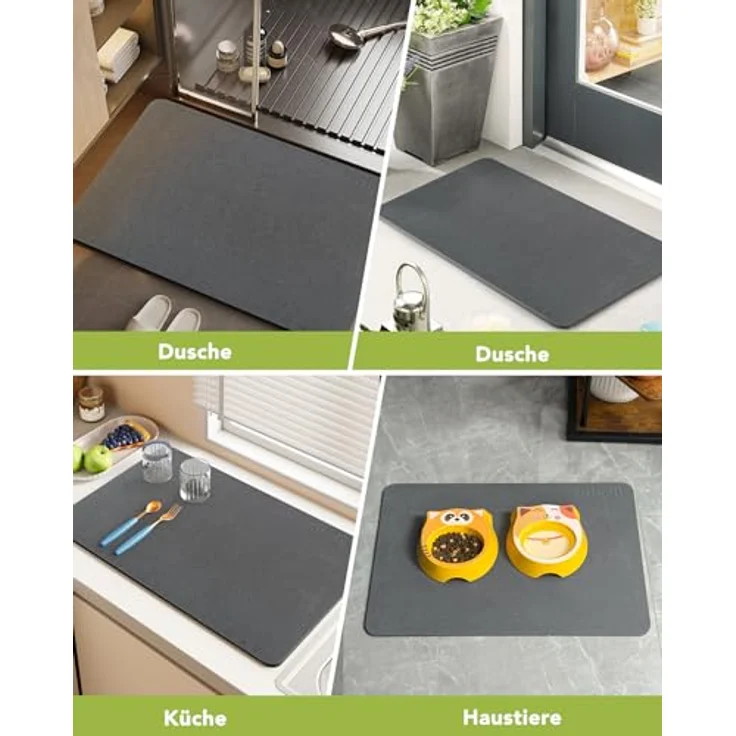 Ribelli Kieselgur Badematte rutschfest 60 x 39 cm, Duschvorleger Badvorleger Schnelltrocknend, 100% Natürlich Stein Bodenmatte, Bad Matte Super Saugfähig Badezimmermatte – Bild 7