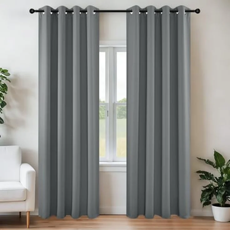 Joydeco Verdunkelungsvorhänge, 183 cm Länge, 2 Paneele, wärmeisoliert, Lange Vorhänge, 2 Burgfarben, Raumverdunkelung, Ösenvorhänge für Wohnzimmer, Schlafzimmer, Fenster – Bild 1