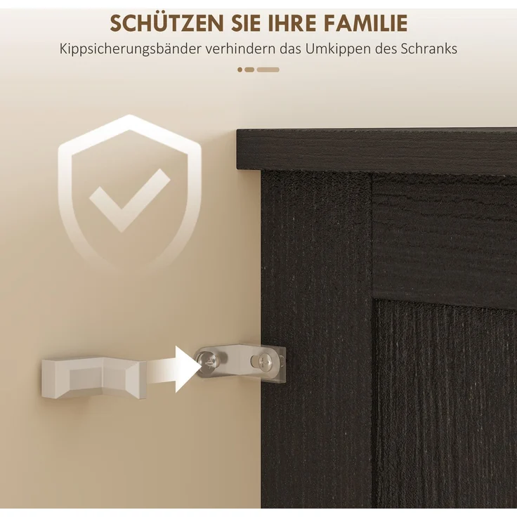 Rayofly-Küchenschrank Buffet mit Acrylfront & Schubladen, Schwarz, H 182,5cm x T 76cm x B 40cm – Bild 9