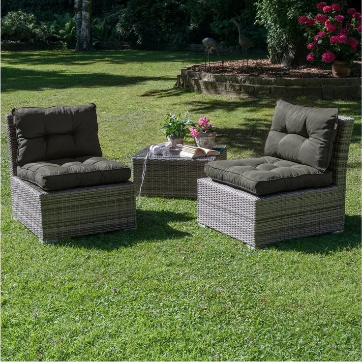 Beautissu Sitzkissen Lounge Kissen Outdoor Rückenkissen Flair LK, 50 x 40 x 12 cm, Anthrazit, 50 x 40 x 12 cm – Wetterfest Schmutzabweisend Polster für Gartenmöbel – Bild 2