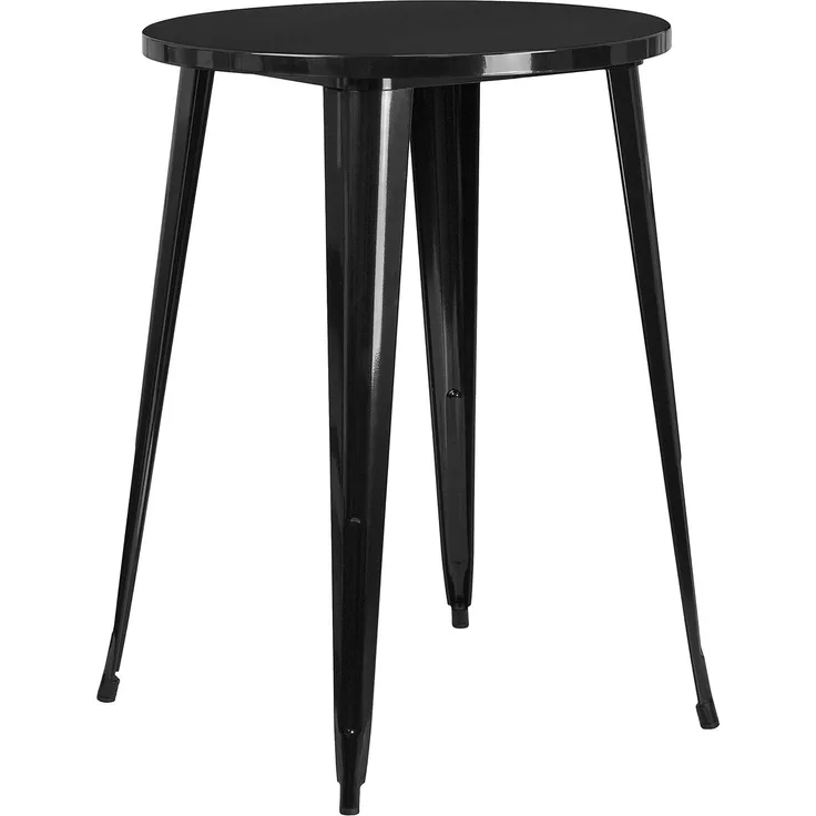 Flash Furniture Philip Bar-Höhentisch aus Metall, rund, 76,2 cm, für drinnen und draußen, Schwarz