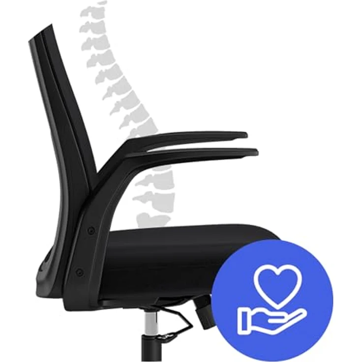 SENSE7 ergonomischer Bürostuhl Juno, Office Chair mit Wippfunktion, Armlehnen, Bürosessel mit atmungsaktiver Rückenlehne, Computerstuhl bis 130kg, Drehstuhl aus Mesh, Rückenschonend, schwarz – Bild 7