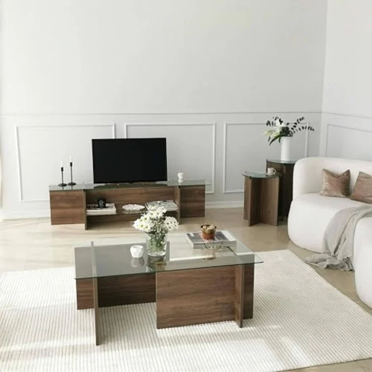 Dmora TV-Schrank Erinyes 158x35x40h cm Braun 2 Regale, 1 Fach – Bild 7
