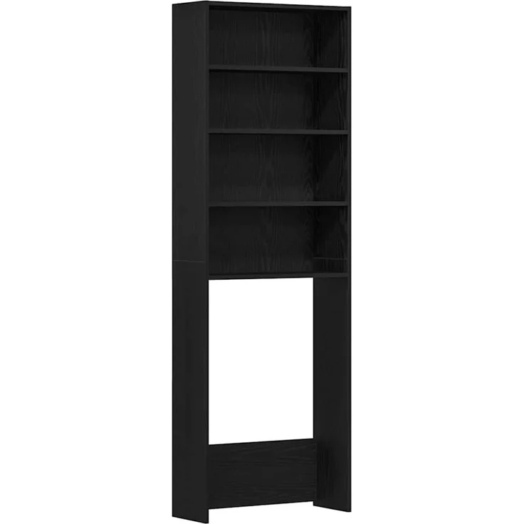 vidaXL Waschmaschinen-Schrank Schwarz Eichen-Optik 64 x 24 x 190 cm 862668 – Bild 2