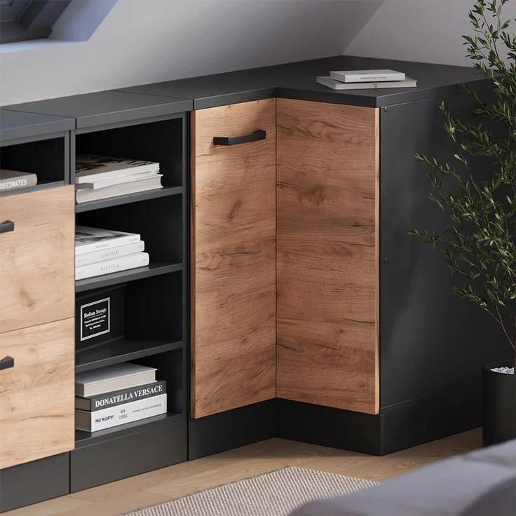 Dachschrägenschrank Eckschrank Rion Goldkraft Eiche 75.6 x 81.6 cm mit 1 Tür, Schrankkorpus 60 cm Tiefe Vicco – Bild 6