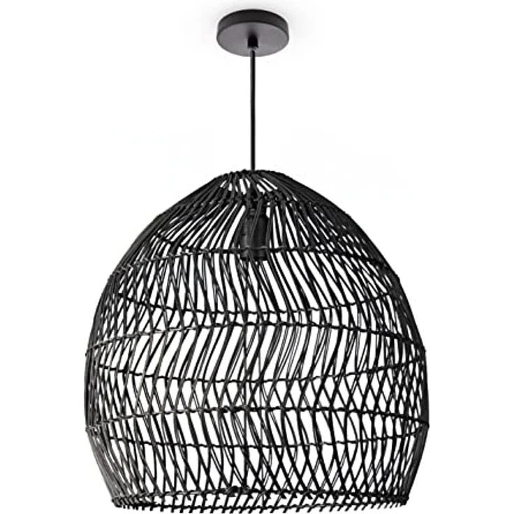 Paco Home Pendelleuchte ORNA, ohne Leuchtmittel, Pendellampe Rattan Korb Boho Modern Esszimmerlampe Natur Vintage E27 – Bild 2