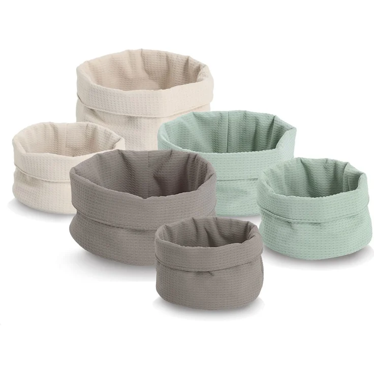 ZELLER 14533 Aufbewahrungskorb Ø 25 cm in CREME Waffelpiqué, Polyester / Korb – Bild 7