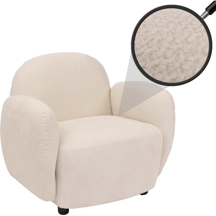 Sessel HWC-P33, Lounge-/Relax-/Cocktailsessel Polstersessel, Stoff/Textil Chenille (330 g/m²) ~ creme