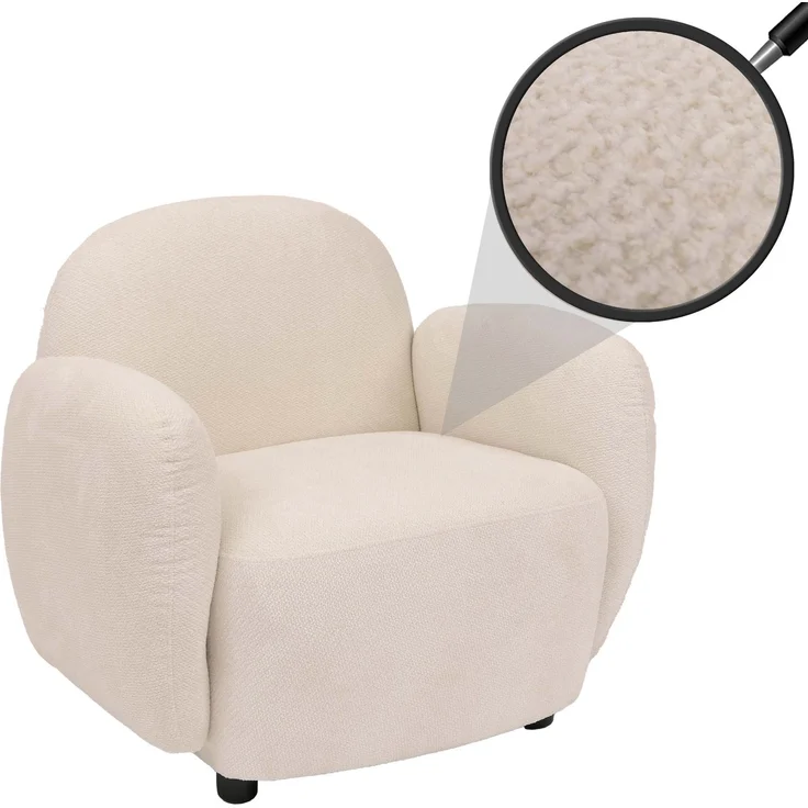 Sessel HWC-P33, Lounge-/Relax-/Cocktailsessel Polstersessel, Stoff/Textil Chenille (330 g/m²) ~ creme – Bild 1