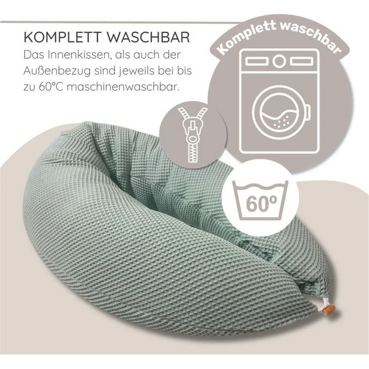 HOBEA-Germany Stillkissen 190x76 cm XXL Lagerungskissen Schwangerschaftskissen für Baby und Erwachsene Seitenschläferkissen Stillkissen mit Bezug aus Bio Baumwolle (Waldbewohner rostrot) – Bild 3
