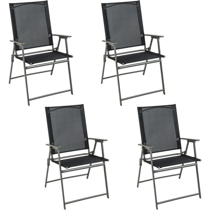 COSTWAY Gartenstuhl Klappstühle (4 St), klappbar mit Armlehnen,150kg – Bild 5