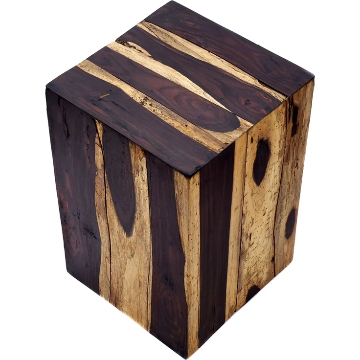 Beistelltisch aus Echtholz Holzhocker Natur Treibholz eckig Holzblock – Bild 4