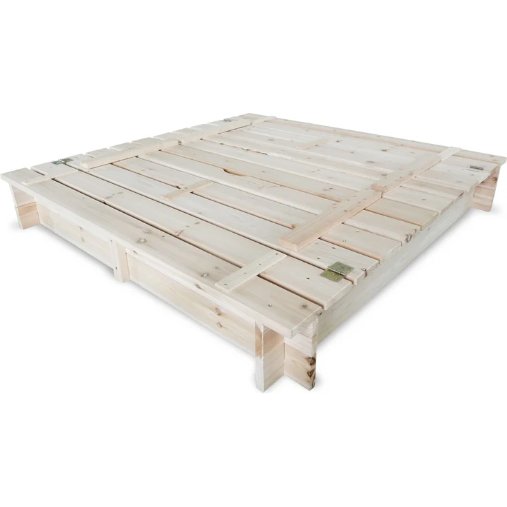 HABAU Sandkasten mit Deckel und Bank, unbehandeltes Holz Natur, 120 x 120 cm – Bild 2