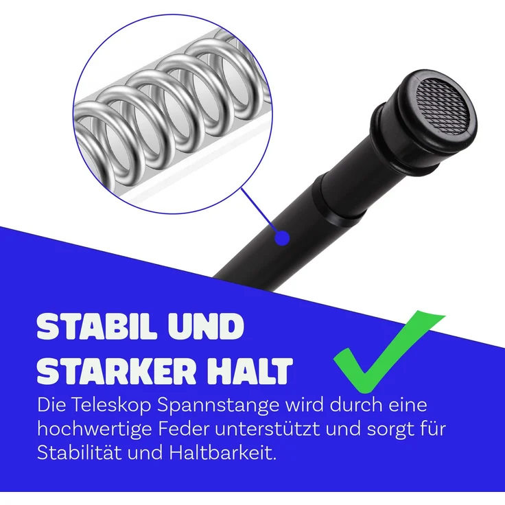 Verstellbare Vorhangstange - Spannstange zum Klemmen Schwarz Ø22/25 mm 60-90 cm – Bild 6