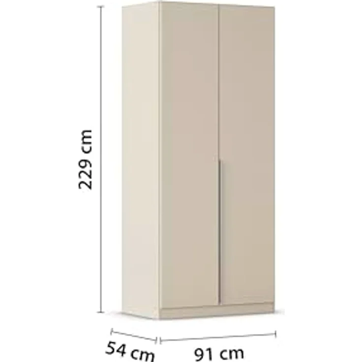 Rauch Möbel Alabama, Kleiderschrank für Schlafzimmer, Kinderzimmer, Wohnzimmer, Garderobe, Flur, 2-türig, mit Zubehör Basic, Farbe Beige, Breite 91 cm – Bild 4