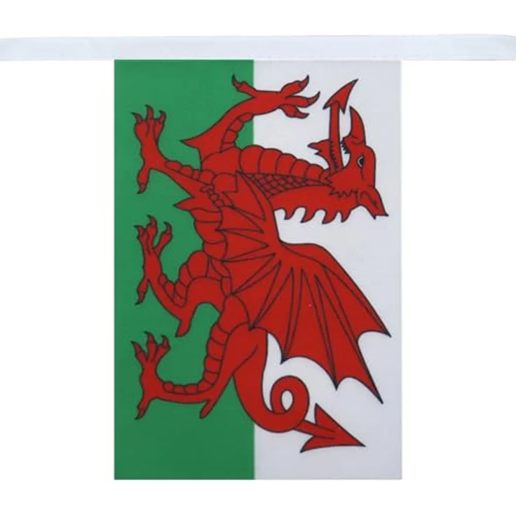 AZ FLAG - Fahnenkette Wales 6 Meter Mit 20 Flaggen - 21x14 cm - Walisische Girlande Flaggenkette 14 x 21 Cm – Bild 3