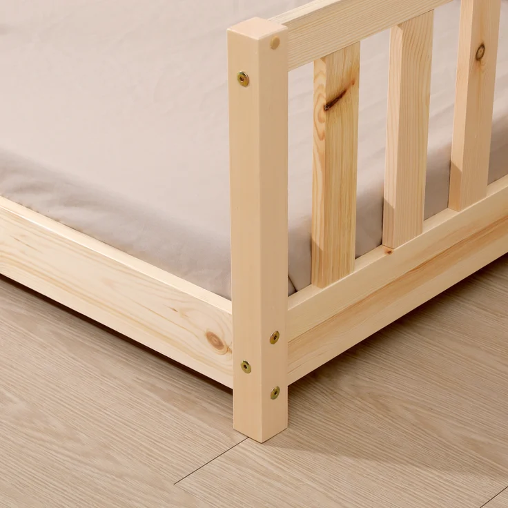 ecoMI Kinderbett mit Rausfallschutz und Lattenrost, Kiefernholz natur, 80x160 cm – Bild 6
