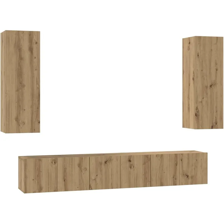 vidaXL TV-Schrankset Wandmontiert 5 pcs Artisan-Eiche Holzwerkstoff 3393452