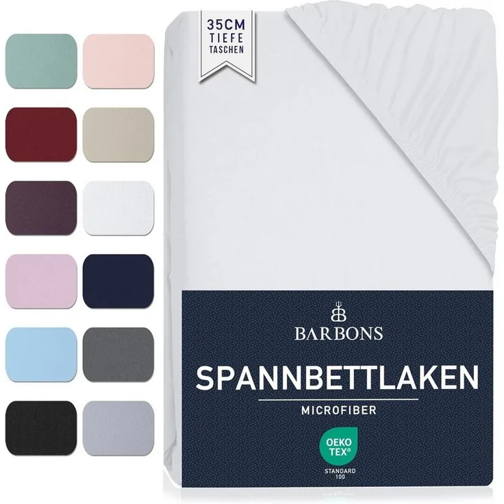 BARBONS Spannbettlaken Spannbetttuch für Matratzen Topper 35 cm Tiefe Elastisches Bettlaken, Gummizug: Rundumgummizug, (1 Stück), Mikrofaser Gebürstete Polyester Rundumgummizug weich pflegeleicht