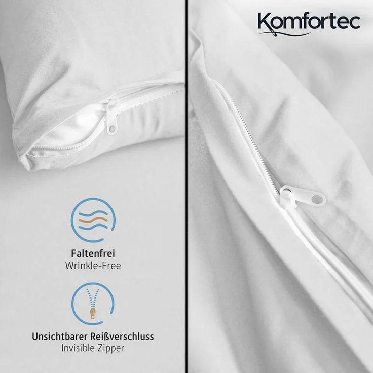 Komfortec Bettwäsche Premium, 135 x 200 bis 220 x 240 cm, 6 verschiedene Größen zur Auswahl, gebürstet 100% Mikrofaser, 2 teilig, Superweiches Bettwäsche-Set, Knitterfrei, Atmungsaktiv – Bild 4