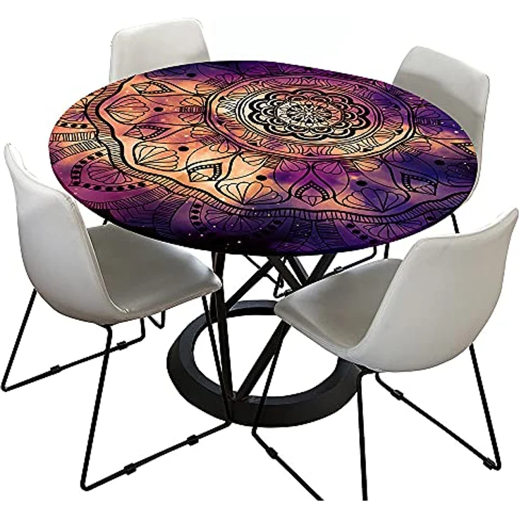 FANSU Runde Tischdecke Garten Abwaschbar, 3D Motiv Serie Polyester Fleckschutz Tischdecken Größe wählbar für Gartentisch, Outdoor in Kiche, Haushalt & Wohnen (Sternenhimmel lila,90cm) – Bild 5