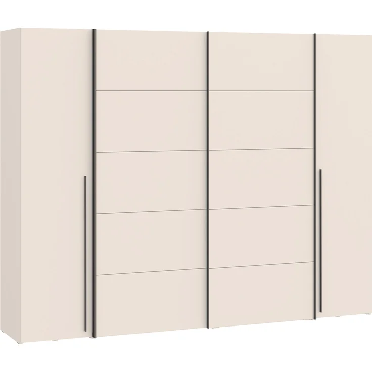 Dreh-/Schwebetürenschrank >NARAGO< 2 Innenschübe, sandfarbig - 270,3x210,5x61,2cm (BxHxT) – Bild 3
